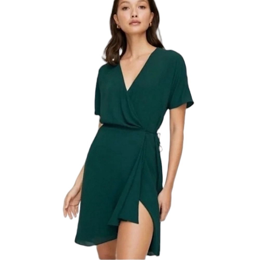 BABATON | Wallace wrap mini dress in forest green